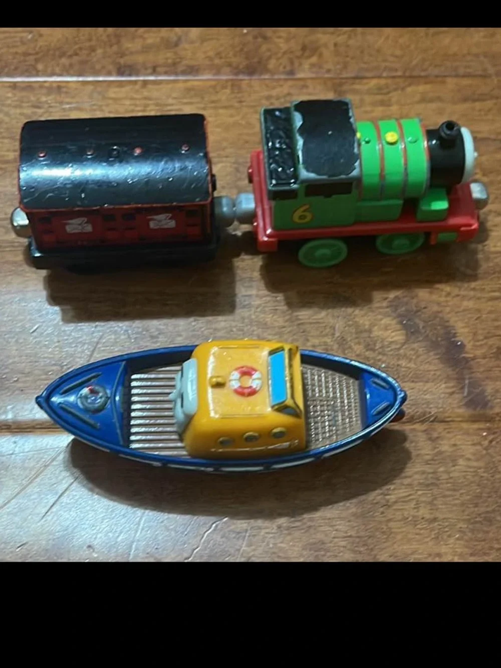 Green Number 6 Toy Train & Blue-Yellow Toy Boat - Kids Toys